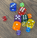 Dice - 6 miniature, different colors